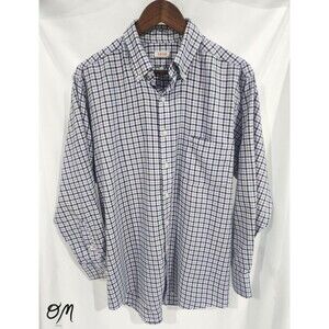 Mens Izod Blue and Purple Plaid Long Sleeve Button Shirt - Size 16-16.5 32/33
